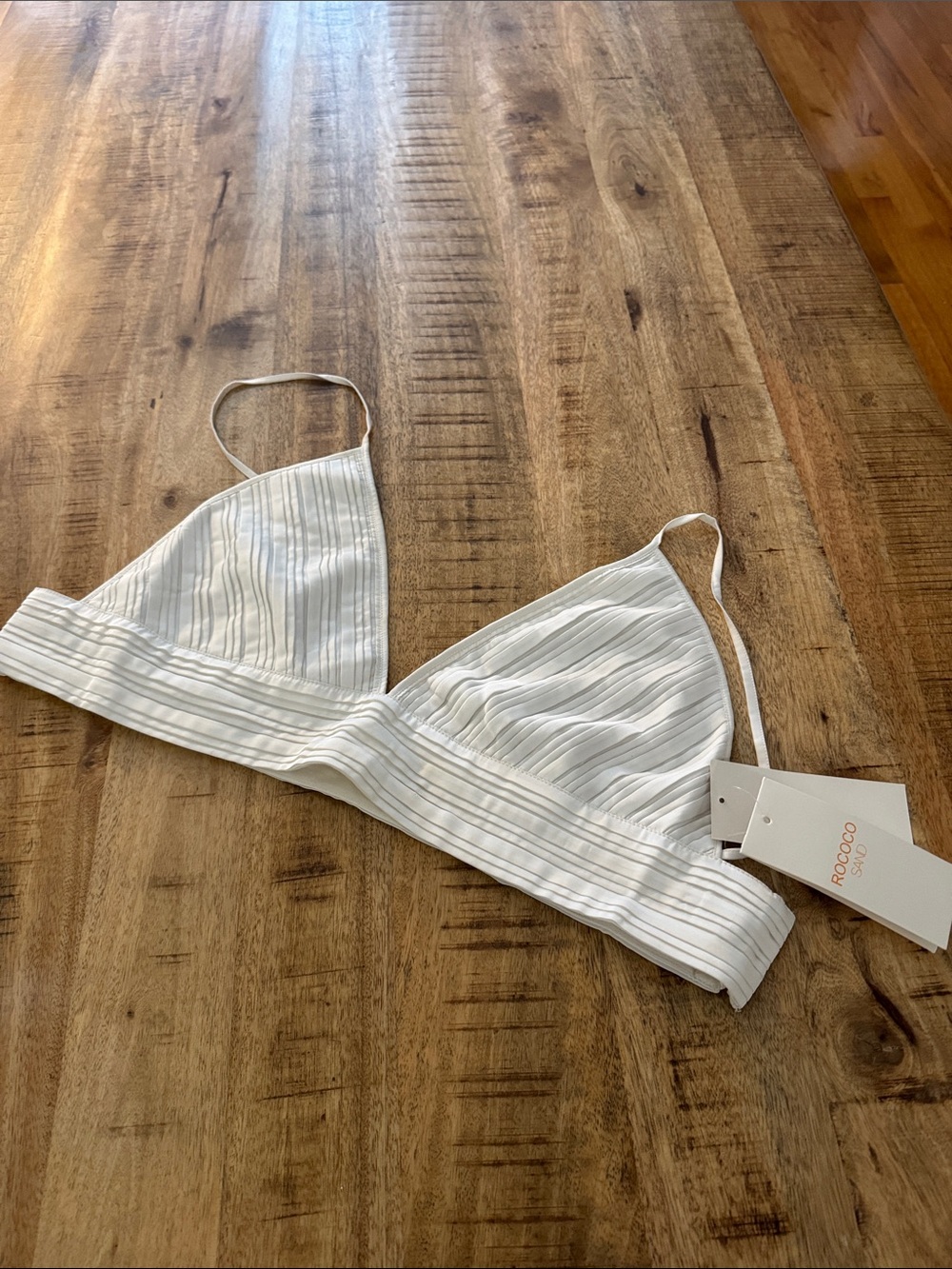 Rococo Sand Bree Bralette White Ribbed Triangle Crop Top NEW NWT XXL XXS - Picture 9 of 12